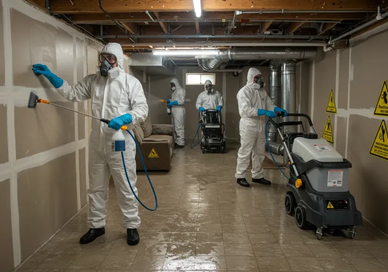 Basement Moisture Removal and Structural Drying process in Bridgeport, OH